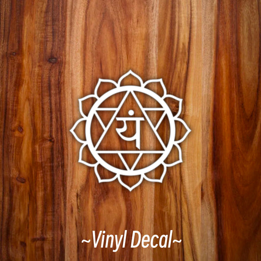 Heart Chakra Symbol + Sanskrit Vinyl Car Decal