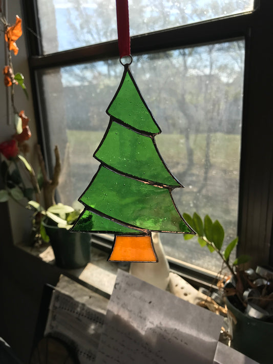 Christmas Tree Stained Glass Ornament